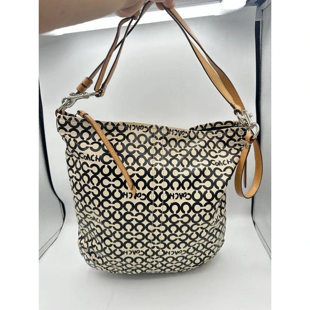 Coach Hobo Handbag Op Art 'Leah' Canvas Convertible